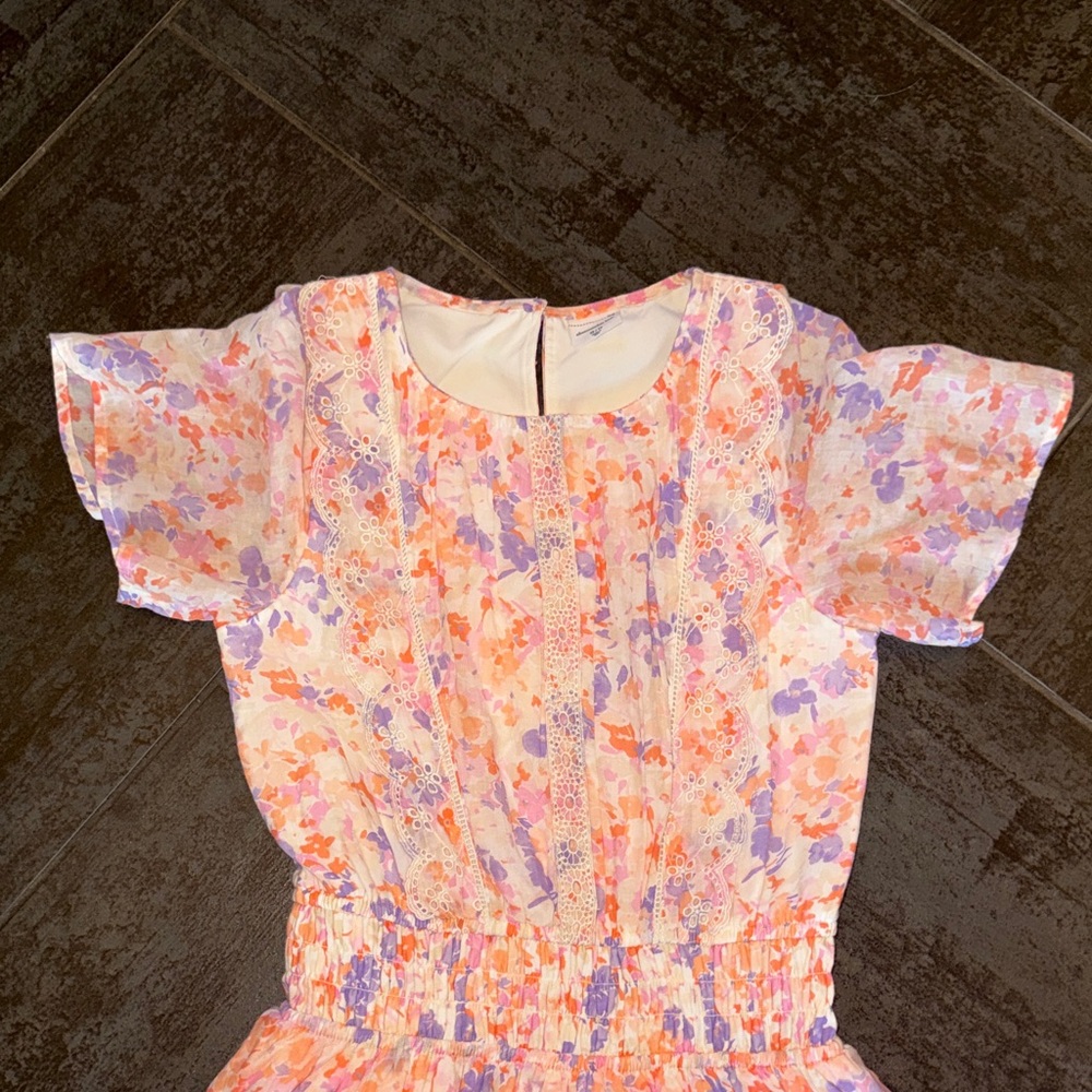 Abercrombie kids Girls Pink & Lavender Short Sleeve floral dress size 14 large - Picture 3 of 8
